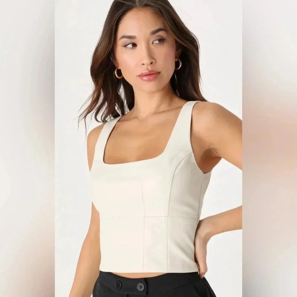 Lulus Tops - NEW with tags (NWT) Lulu’s Cool Cutie Ivory Vegan Leather Tank Top